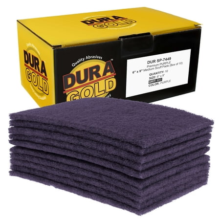

Dura-Gold Premium 6 x 9 Purple Medium Fine General Purpose Scuff Pads Box of 10 - Scuffing Scouring Sanding Cleaning Paint Color Blend Prep Surface Adhesion Preparation - Automotive Auto Body