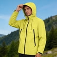 thumbnail image 6 of Sevevn Men Rain Jacket Attached Hood Regular Fit Waterproof Shell Fabric Zip And Snap Placket Dual Chest Pockets Side Zip Pockets Cuffs For Hiking Camping Wear, 6 of 9