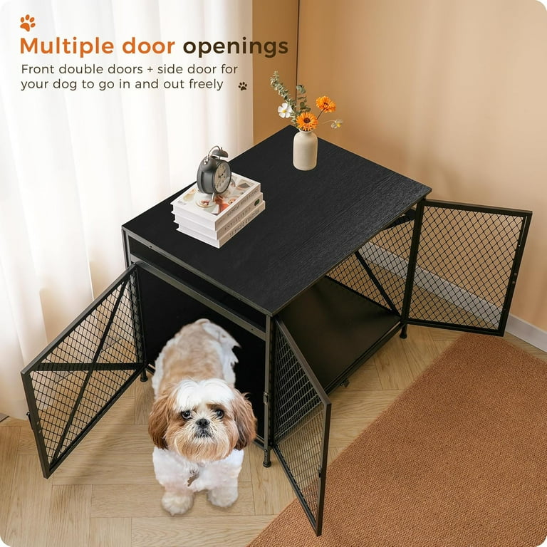 Dog Crate Furniture 25 L Three Door Wooden Dog Kennel Indoor Connectable Expansion Wooden Dog Crate Table for Small Medium Large Dog Dog House Dog Cage Large Black Walmart