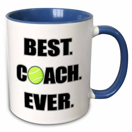 3dRose Tennis - Best. Coach. Ever. - Two Tone Blue Mug, (Best Tennis Match Ever)