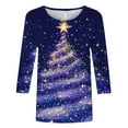 thumbnail image 6 of LSLJS T-Shirt for Women Plus Size 3/4 Sleeve Crew Neck Tops Funny Christmas Tree Printed Graphic Tees, Gifts for Women, S-5XL, 6 of 6
