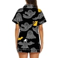 thumbnail image 4 of JIANLAI Nightgown Women's Cute Ghost & Floral All‑Over Print Notched Lapel Button‑Down Short‑Sleeve Top & Elastic Waist Shorts Loungewear Multiple Patterns Available S‑XXXL, 4 of 5