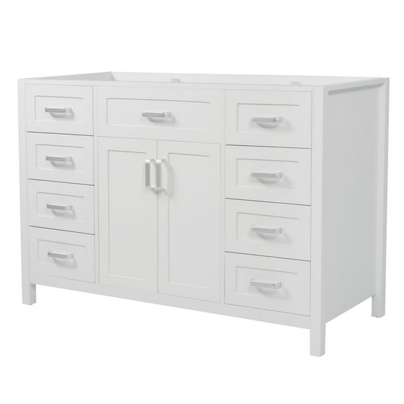 WGYPRIME 48" Bathroom Vanity without Sink, Modern Bathroom Vanity Cabinet with 2 Soft Close Doors and 8 Drawers, Freestanding Bathroom Cabinet