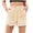 Khaki, variant on Bloomae Denim Shorts for Women Casual Drawstring Stretchy Elastic High Waist Comfy Short Jeans Lightweight Frayed Hem Summer Hot Pants with Pockets Black XL
