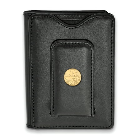 Islanders Nhl Leather - Lex & Lu LogoArt Gold Plated Sterling Silver NHL New York Islanders Black Leather Wallet