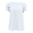 thumbnail image 7 of AherBiu Womens Tops Dressy Casual Layered Ruffle Sleeve Crewneck Summer Loose Shirts Blouse Solid Color, 7 of 7