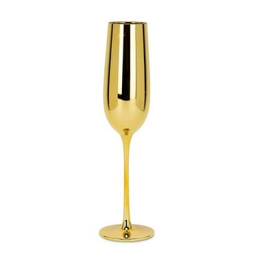 Abbott Collection  10 in. Glass Slender Flute, Gold plated