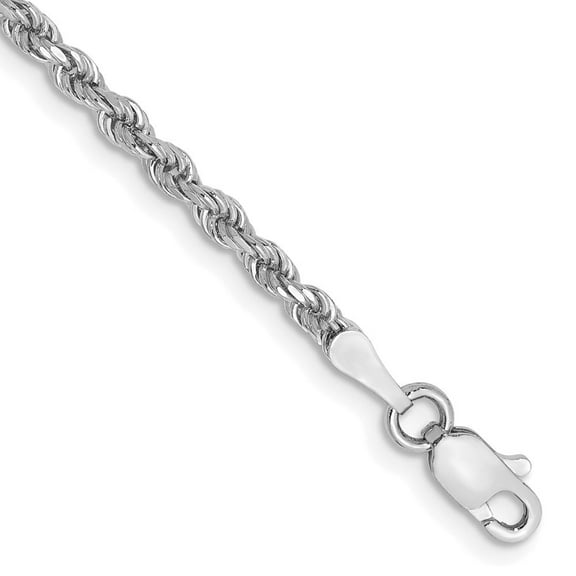 Auriga Fine Jewelry 10K White Gold 2.25mm Diamond-cut Rope 7" Chain Bracelet for Women