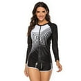 thumbnail image 3 of Coofit Womens Swimsuit Zip-up Design Floral Long Sleeve Rash Guard Wetsuit Bathing Suit, 3 of 8