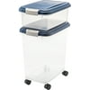 IRIS USA 30 lbs & 11 lbs Combo Airtight Dog Food Storage Container, Stackable Treat Box, Casters, Keep Fresh, Easy Mobility, Navy