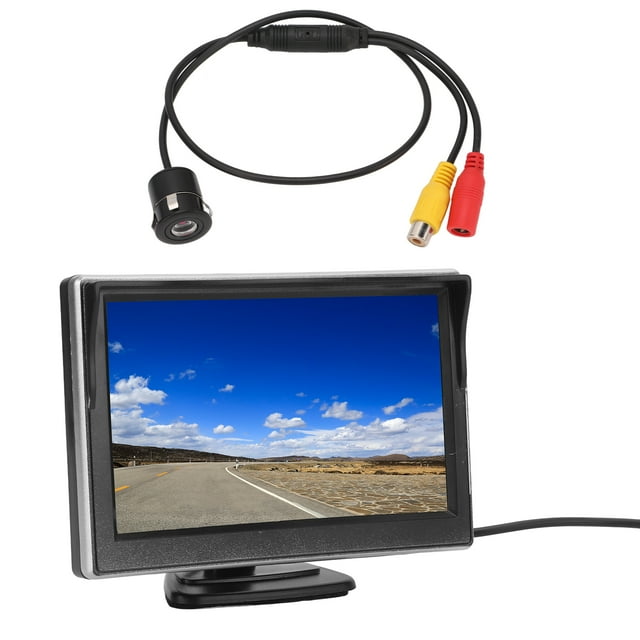 Backup Camera Monitor Kit, Backup Camera System Kit 5in Rearview Monitor V1 V2 Video Input High Definition 12-24V for Vehicles