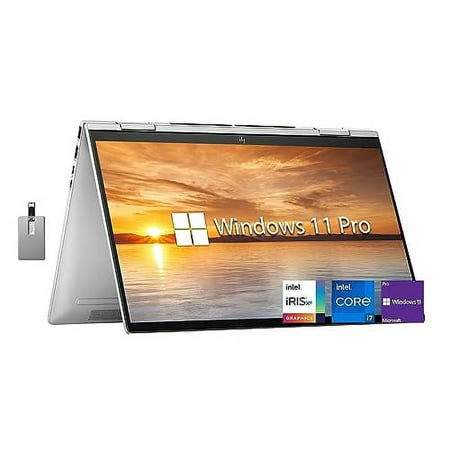 HP Envy x360 2-in-1 15.6" FHD Touchscreen Laptop, Intel core i7-1260P, 32GB RAM, 1TB PCIe SSD, Backlit KB, HD Webcam, Intel Iris Xe Graphics, Wi-Fi, Bluetooth, Win 11 Pro, Silver, 32GB USB Card