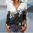 thumbnail image 2 of YDKZYMD Black 3/4 Sleeve Tops Printed Elegant Women Blouses Elegant Graphic Womens Basic Tops Graphic Plus Size T Shirts for Women Clearance 2XL, 2 of 5