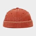 thumbnail image 1 of Bonnet Docker Lavé en Gros Sans Visière Couleur Unie Style Rétro Vintage Rue Printemps Automne Extérieur Orange Taille Unique, 1 of 6