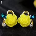 thumbnail image 5 of Grandest Birch Women Lady Rhinestone Resin Rose Flower Earrings Ear Studs Jewelry Gift Alloy, Resin, Rhinestone White, 5 of 8