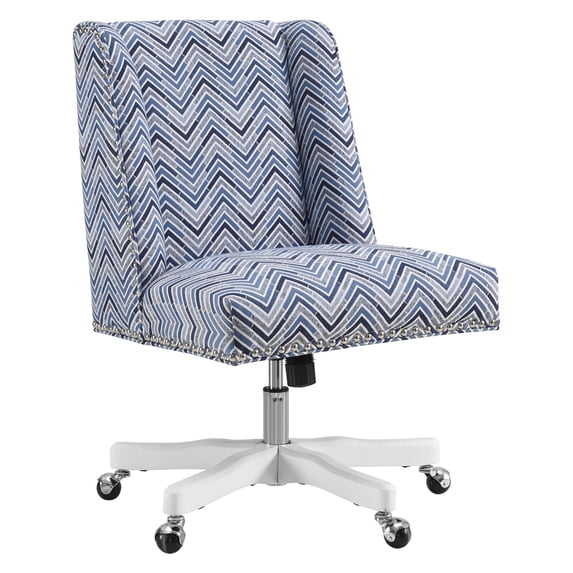 Linon Dobby Chevron Office Chair, Blue Chevron, 19-23 inch Adj. Seat Height