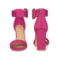 thumbnail image 6 of BLISSFUL STEP Open Toe Ankle Straps Block Heel Sandals for Women Hot Pink 10, 6 of 7