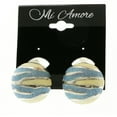 thumbnail image 2 of Mi Amore Striped Glitter Clip-On-Earrings Silver-Tone & Blue, 2 of 3