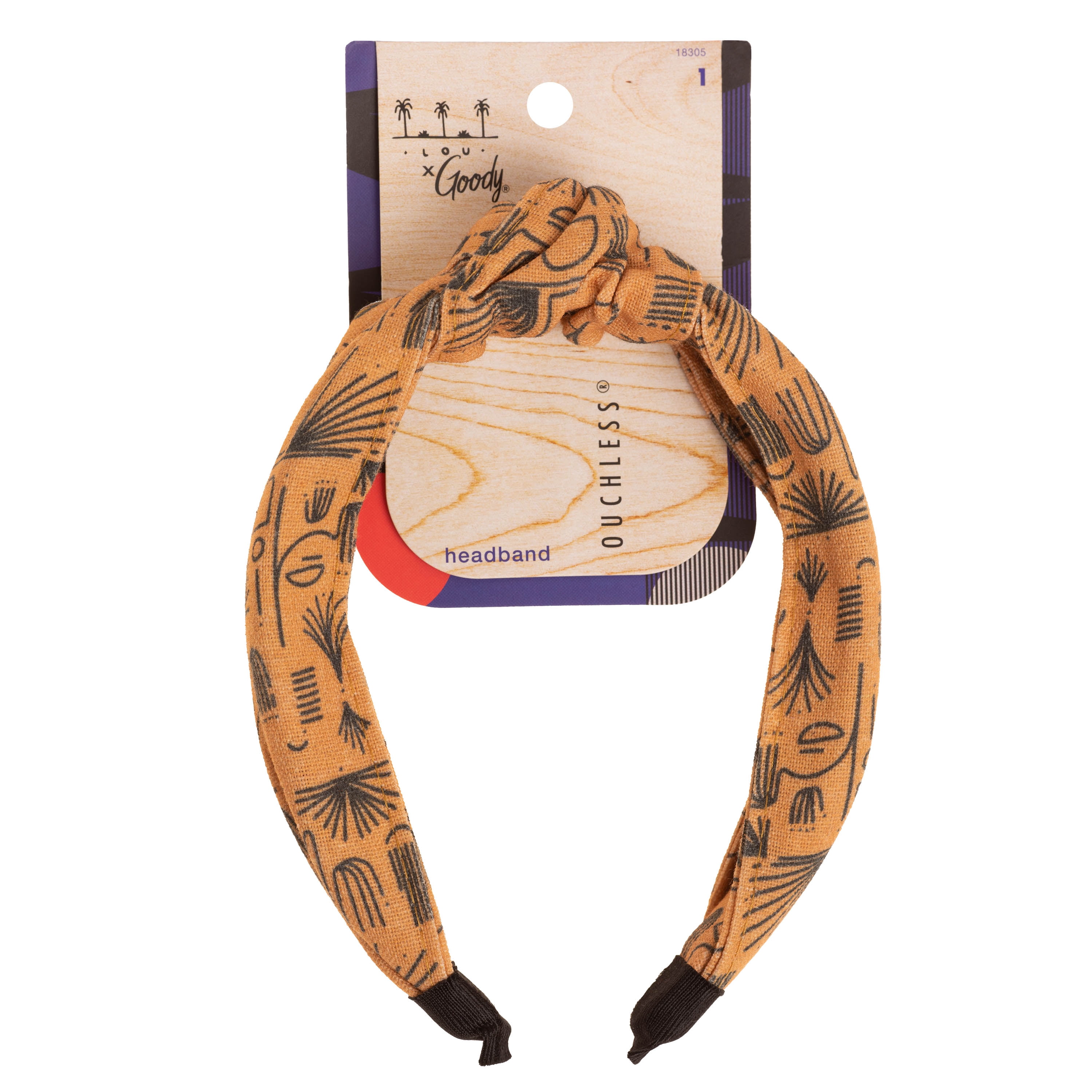 Goody Tru X Hola Lou Collab Ouchless® Printed Fabric Knot Headband Yellow, 1 CT