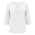 thumbnail image 4 of Women's Casual 3/4 Sleeve T-Shirts Round Neck Cute Tunic Tops Basic Tees Blouses Business Work Tee Top, 4 of 5