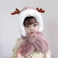thumbnail image 7 of Esaierr Kids Toddler Winter Hat Scarf Set for Boys Girls Warm Earflaps Beanie Hat Scarf Gloves Set Knit Elk Antlers Hat 2-8 Years, 7 of 7