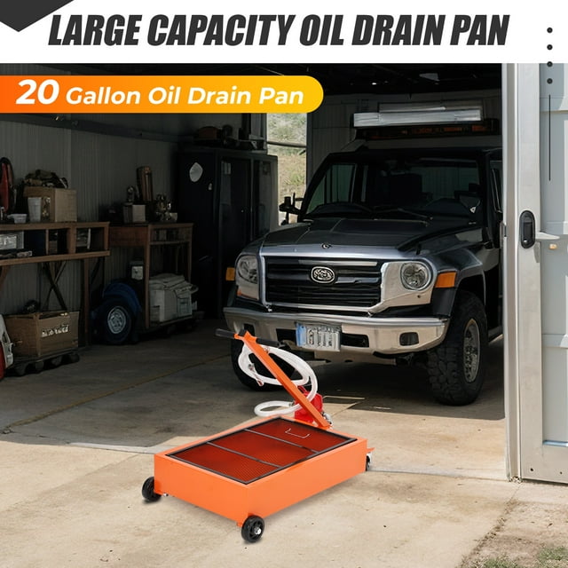 CazToi Bac d'Égouttage d'Huile de 15 Gallons Sans Pompe, Réservoir à Profil Bas sur Roues pour Camion et VUS