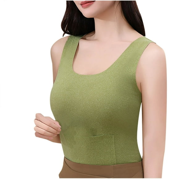 Lovzfmll Women's Thermal Top with Round Neck Sleeveless, Thin Version with Front and Back Pockets and German Velvet for Warmth