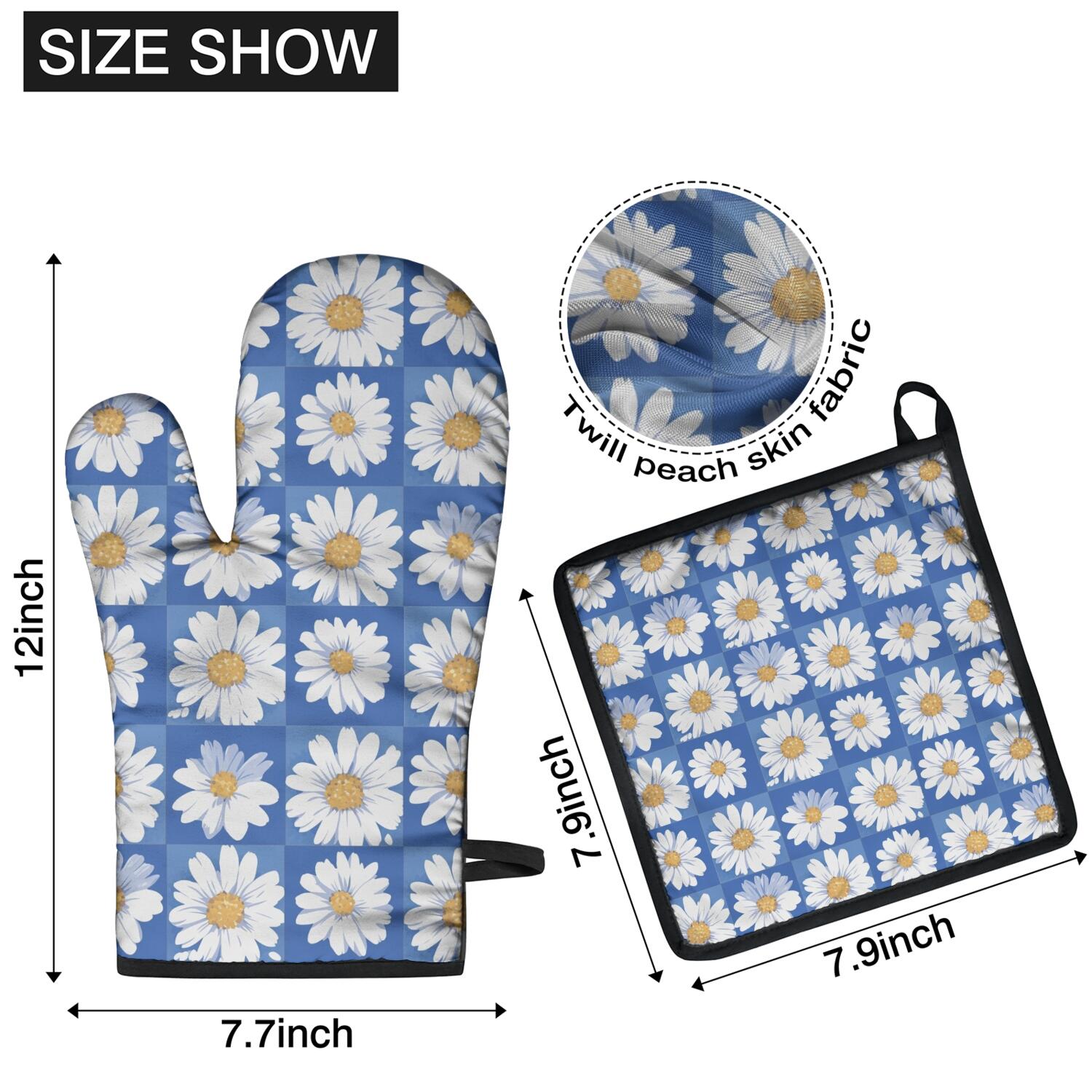 Oven Mitts and Pot Holders Set Of 4, Heat Resistant Kitchen Gloves with Non-Slip Grip, Hanging Loop, Soft Cotton Lining for Baking, Cooking, Grilling, Barbecue