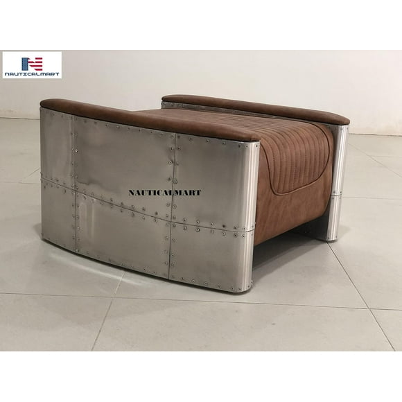 Nauticalmart Aviator Ottoman Chair Mid Century Vintage Industrial Sofa Furniture (Single)