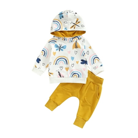 

Gwiyeopda Long Sleeve Outfit for Baby Boy Girls Animal Print Hoodies Pants Set