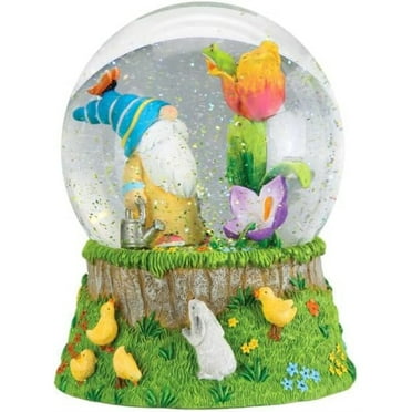 Old World Christmas Spring Garden Gnome Snow Globe, Multicolored, 6"