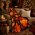 thumbnail image 3 of Rustic Pumpkin Maple Leaf Autumn Harvest Scene, Rustic Botanical Portrait, Warm Flannel Blanket for Living Room and Bedroom, Art Lovers Thanksgiving Gift, Rustic Home Decor, 3 of 9