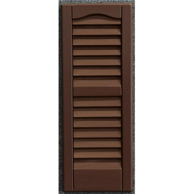 9 x 36 in. Louvered Exterior Decorative Shutters, Brown