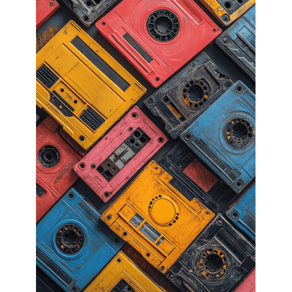 Vintage Cassette Tapes Wall Art Canvas Print，Suitable for Living Room， Bedroom， Studio， Office， and Dorm Decor.