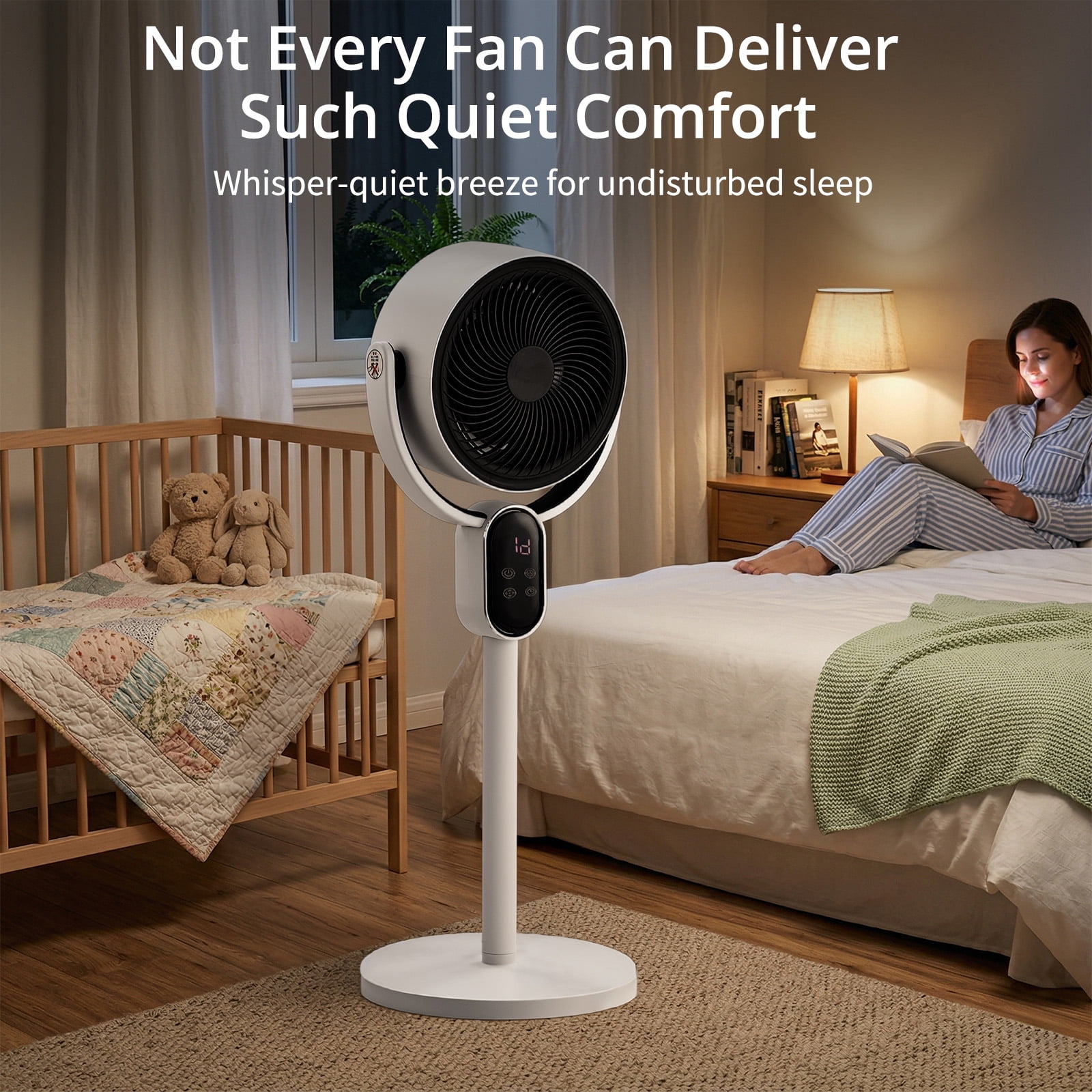 Circulation Fan, 40W 2 in 1 Air Circulator Fan with Remote Control, 3 Speed Levels, 12H Timer, Manual Vertical Adjustment, Automatic Horizontal Oscillation, LED Display & Remote Control