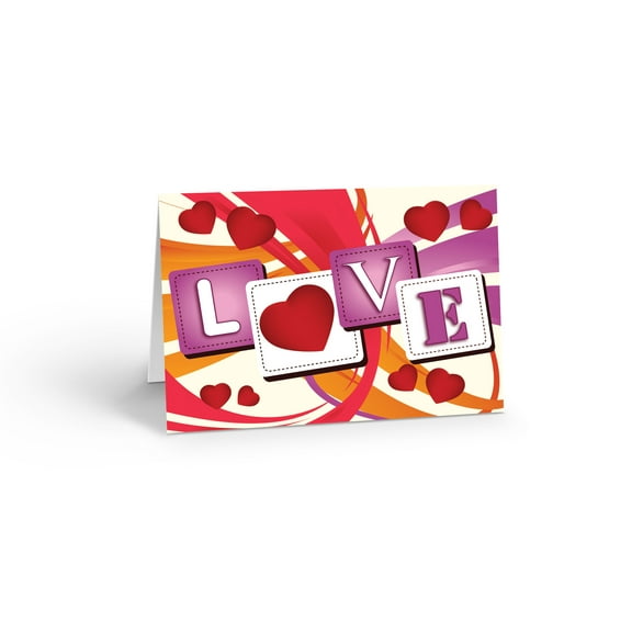 Love and Hearts Valentine's Day Boxed Note Cards - 10 Cards and Envelopes - B143