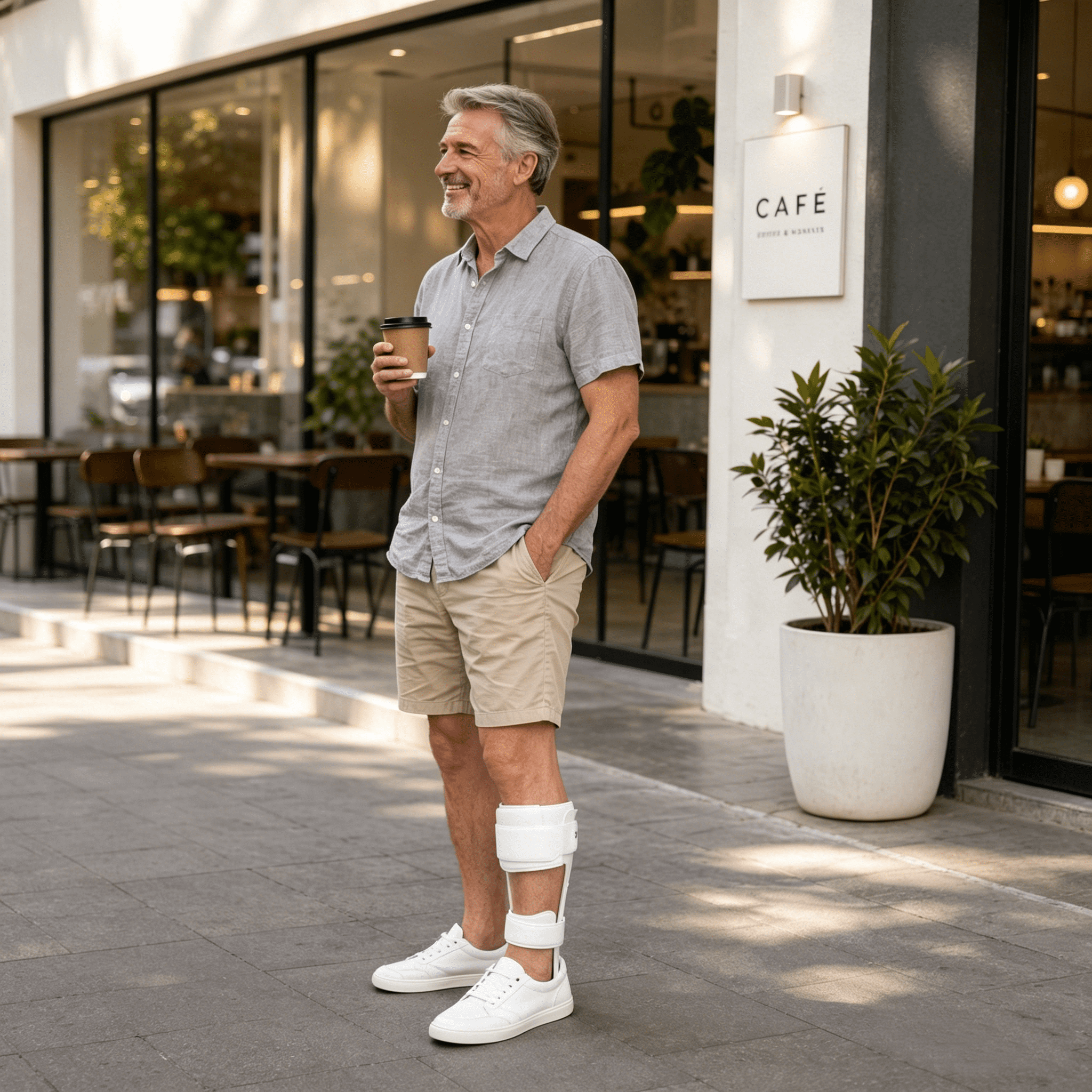 Komzer Ankle Foot Orthosis, Drop Foot Brace for Men and Women with Stroke, MS, Hemiplegia (White, XL/R)