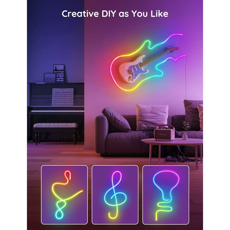 Rope Lights, RGBIC Rope Lights with Music Sync, DIY Design, Works