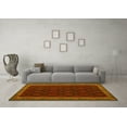 thumbnail image 3 of Ahgly Company Machine Washable Indoor Round Oriental Yellow Traditional Area Rugs, 5' Round, 3 of 4