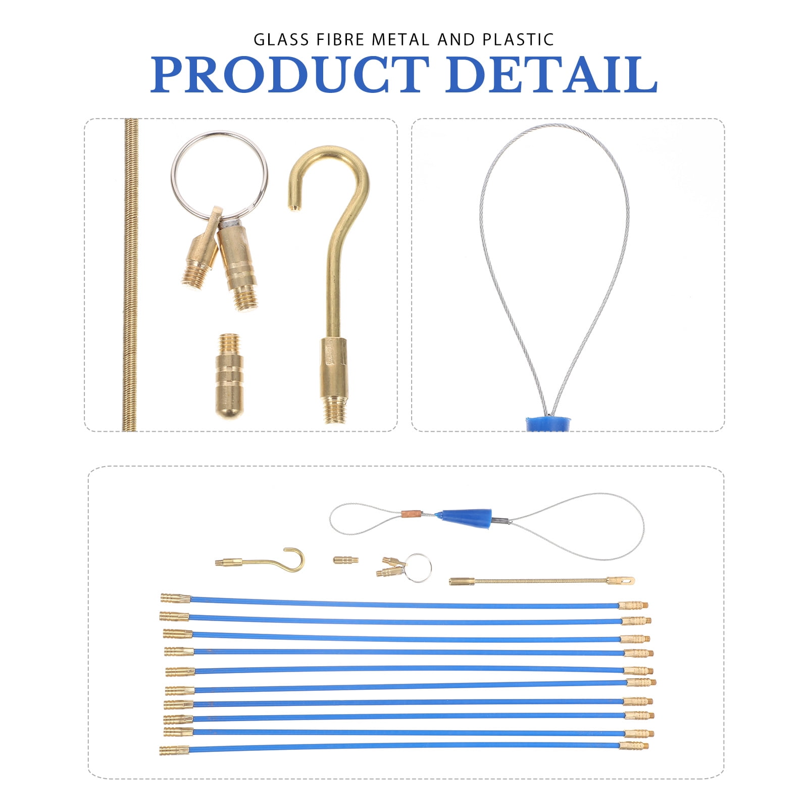 FUTUREORYY 1Set Electrical Threader for Cable with Durable Glass and Plastic Blue Material