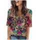 thumbnail image 1 of Camisetas Casuales de las Mujeres Impresas Manga Corta Cuello en V, Camiseta Ligera para Diario, Fiesta Y Primavera Verano, 1 of 4