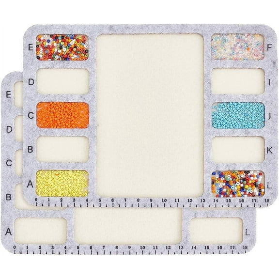 2Pcs Felt Beading Mat Rectangle Design Boards with Centimeter Alphabetic Scale Tray Bead Pads