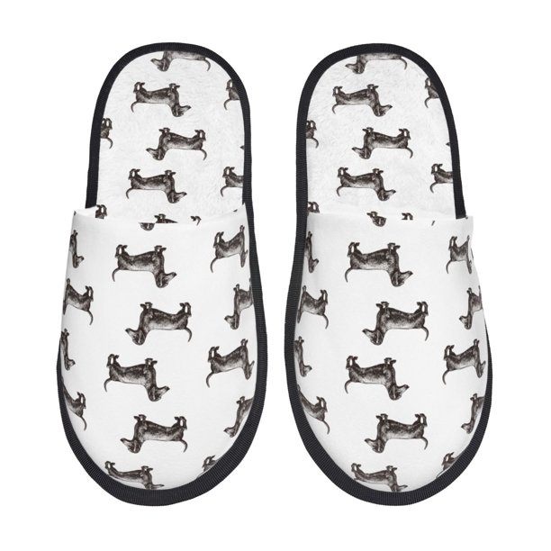 Balery Dachshund Dog Puppy Pantuflas de Casa de Felpa Silenciosas con Diseño Estampado, Zapatillas Cómodas Antideslizantes de Algodón para Interior-Large