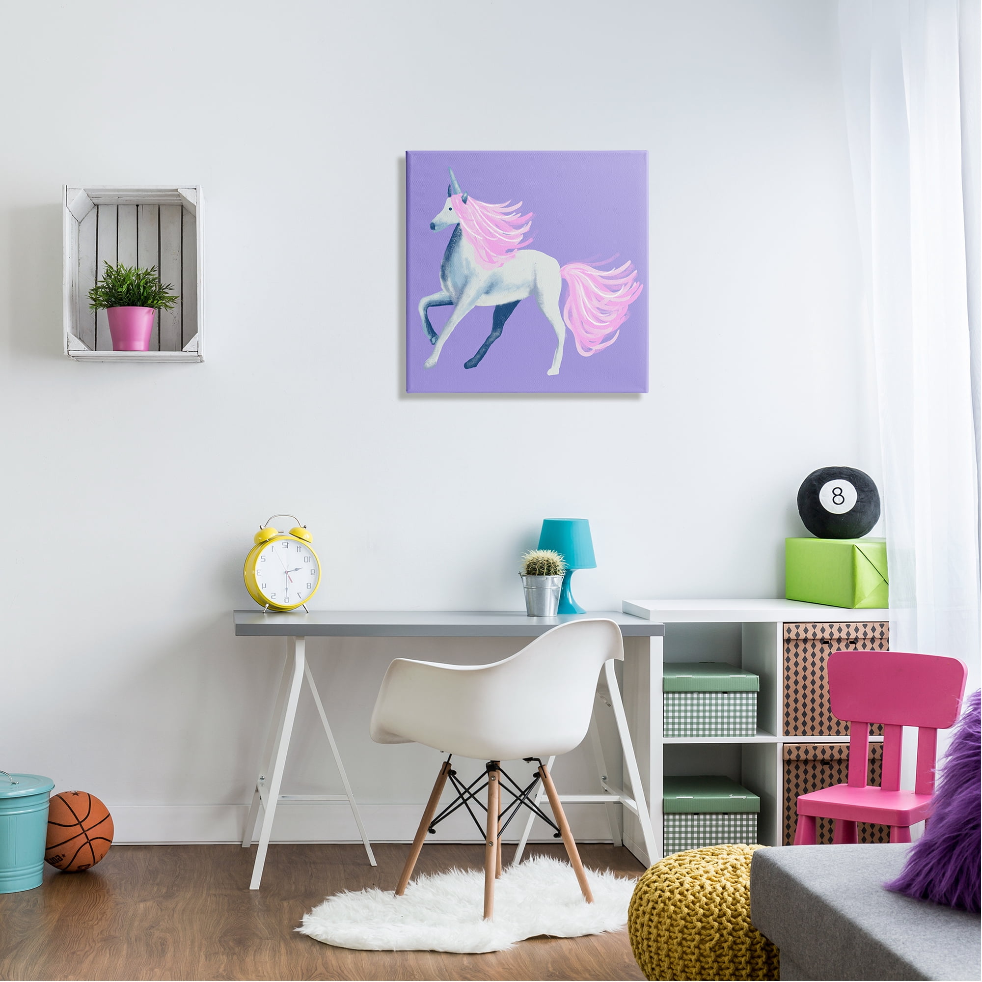 Stupell Industries Purple Unicorn Illustration Fairy Tales & Fantasy Painting Gallery Wrapped Canvas Print Wall Art, 24 x 24