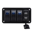 thumbnail image 1 of Panel de interruptor Basculante de 3 Bandas Con Cargador USB Dual, Voltímetro, Cubierta Impermeable, LED Azul, Para Vehículos Marinos RV, Placa de Aluminio, 1 of 7
