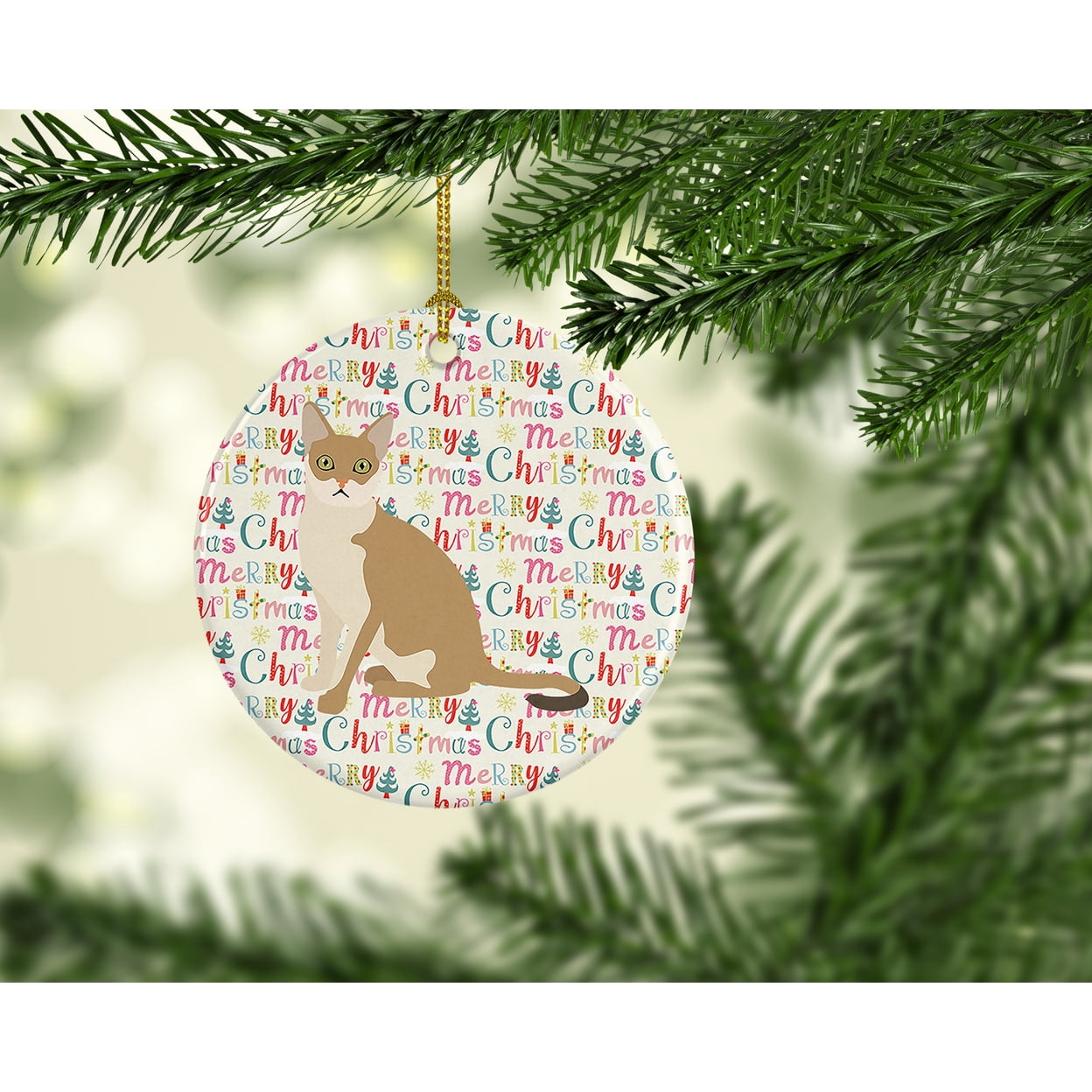 Singapura Cat Christmas Ceramic Ornament 2.8 in x 2.8 in