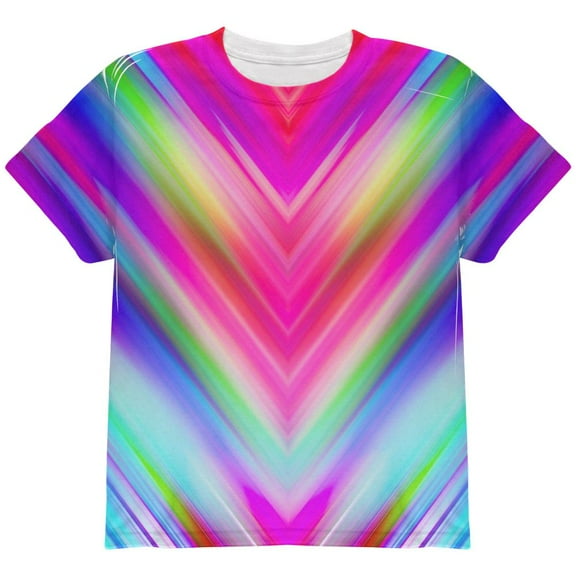 Mirrored Light Beams Pastel Rainbow All Over Youth T Shirt Multi YMD
