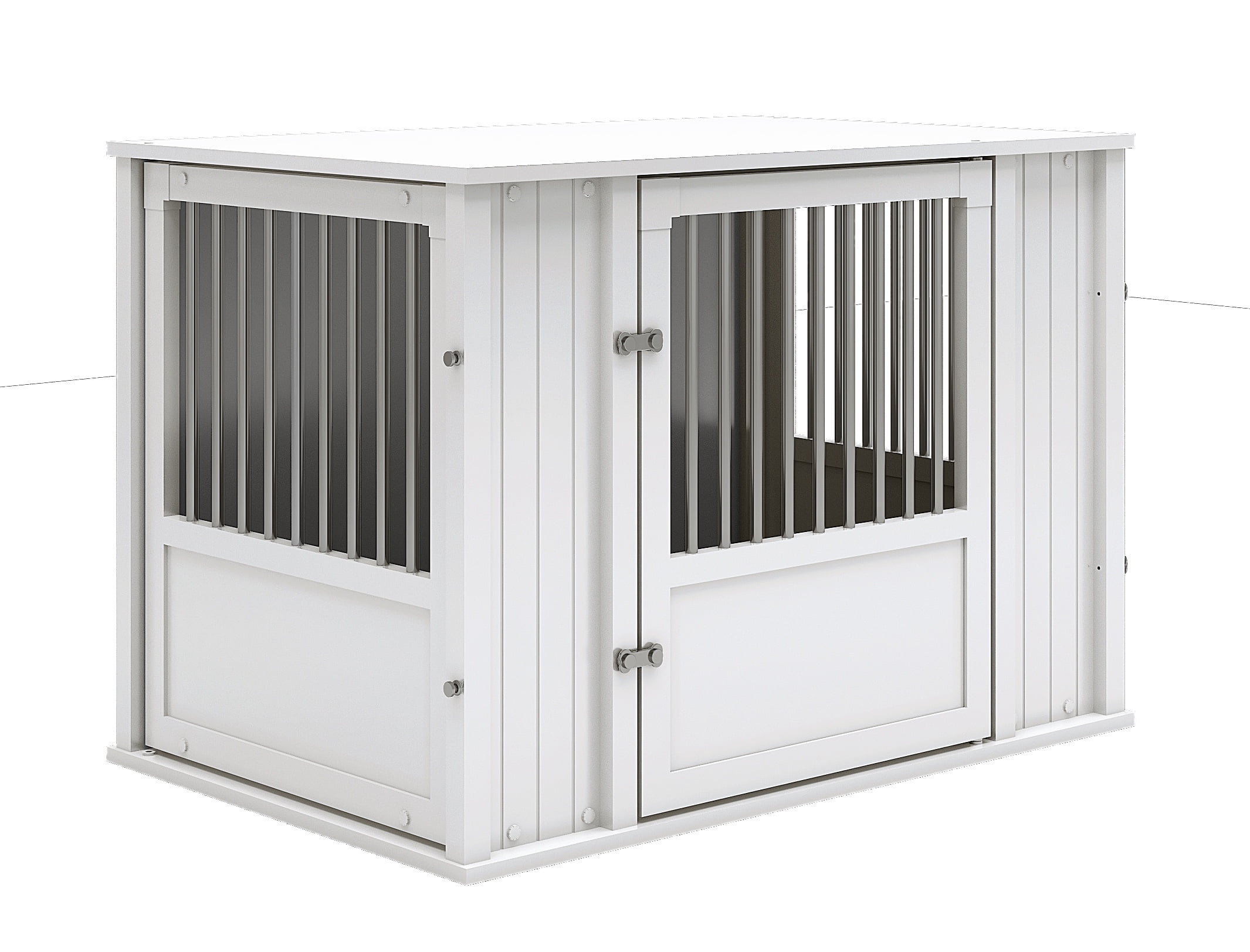 New Age Pet® ECOFLEX® Flexi Door Large Dog Crate in Off White with Brushed Stainless Bars