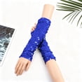 thumbnail image 2 of GDREDA Chauffe-Bras Scintillant Sans Doigts à Manches Longues à Motif d'Écailles Pailleté pour Tenue de Fête Mode Bleu, Taille Unique, 2 of 4