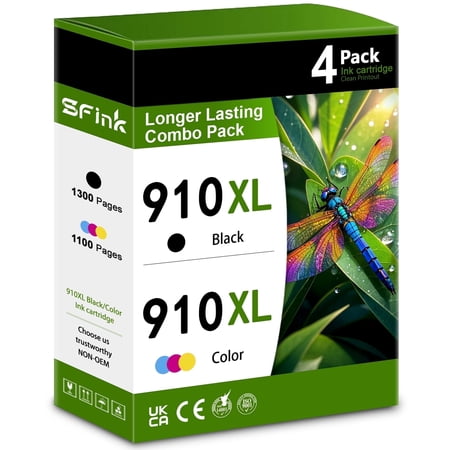 910xl 910 xl ink cartridges compatible for hp 910xl ink/hp 910 ink cartridges combo pack for officejet pro 8025e 8015e 8022e 8025 8035 8020 printers (4-pack)